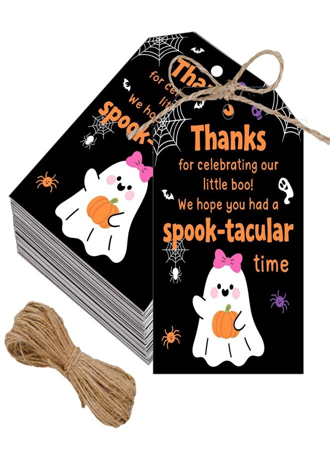 Fleure Esme 50 Pcs Halloween Tags with String for Treat Bags – You've Been Booed Gift Tags, Little Boo Thank You Tag, Ghost Favor Tags for Candy Bags, Baby Shower Favors,Halloween Party Supplies - Image 1